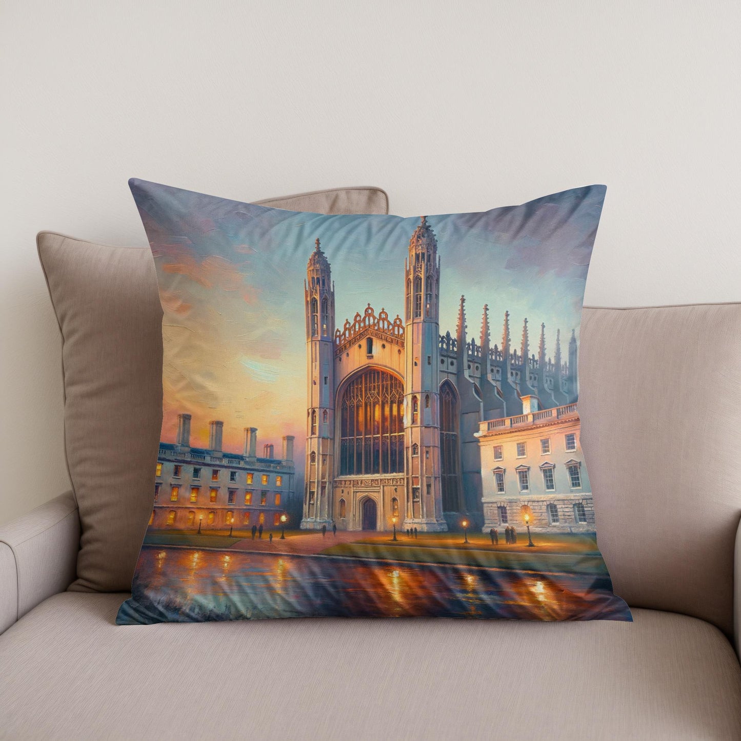 Cambridge King's College Chapel Dusk Impression Cotton Cushion
