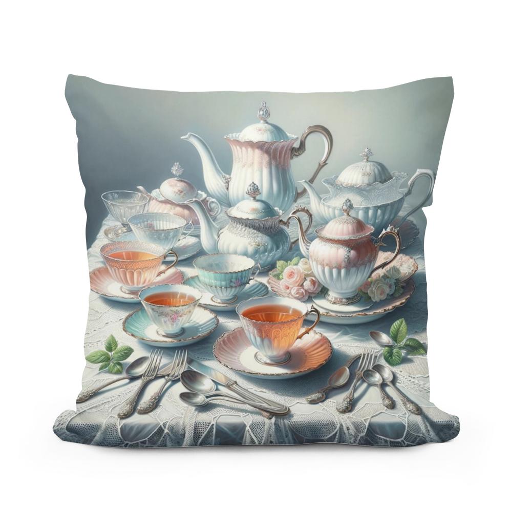 Timeless Tea Time Cotton Cushion