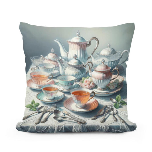 Timeless Tea Time Cotton Cushion