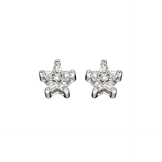 Elements Gold Star Shaped Diamond Stud Earrings