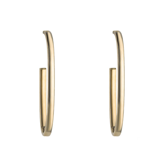 Elements Gold Open Oval 3/4 Hoop Earrings