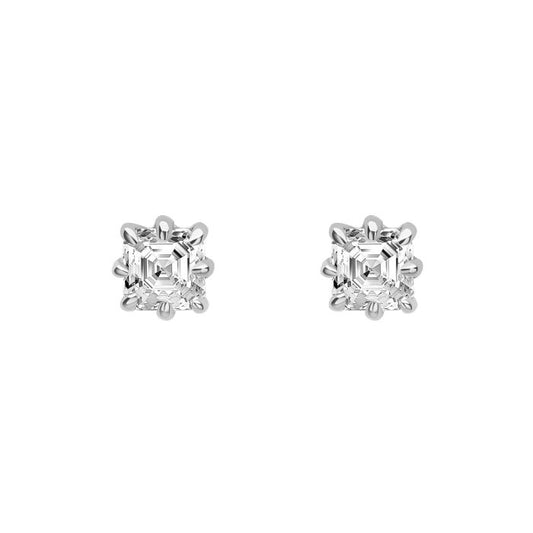 Elements Gold Asscher Cut Solitaire Stud Earrings
