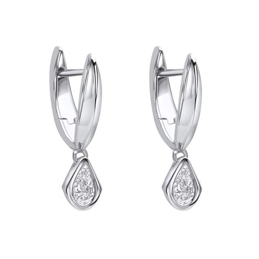 Elements Gold Pear Cut Knife Edge Hoop Earrings