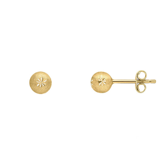 Elements Gold Starburst Detail Ball Stud Earrings