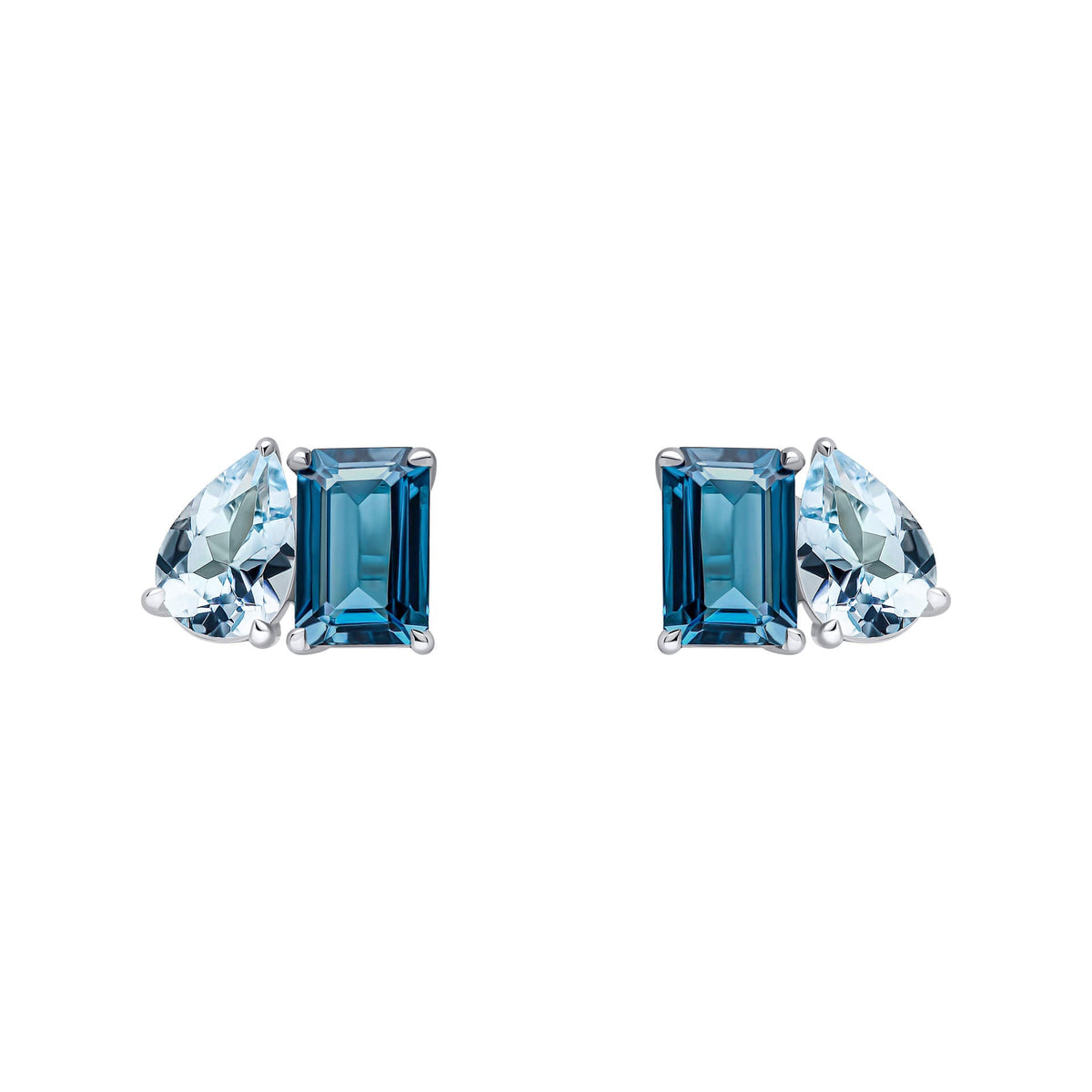 Elements Gold Toi et Moi Blue Topaz Stud Earrings