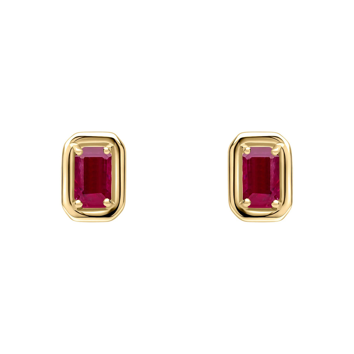 Elements Gold Chunky Border Precious Stone Stud Earrings