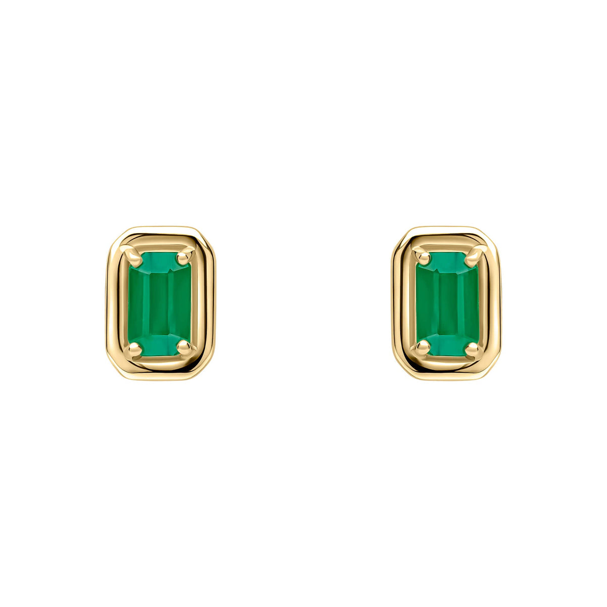 Elements Gold Chunky Border Precious Stone Stud Earrings