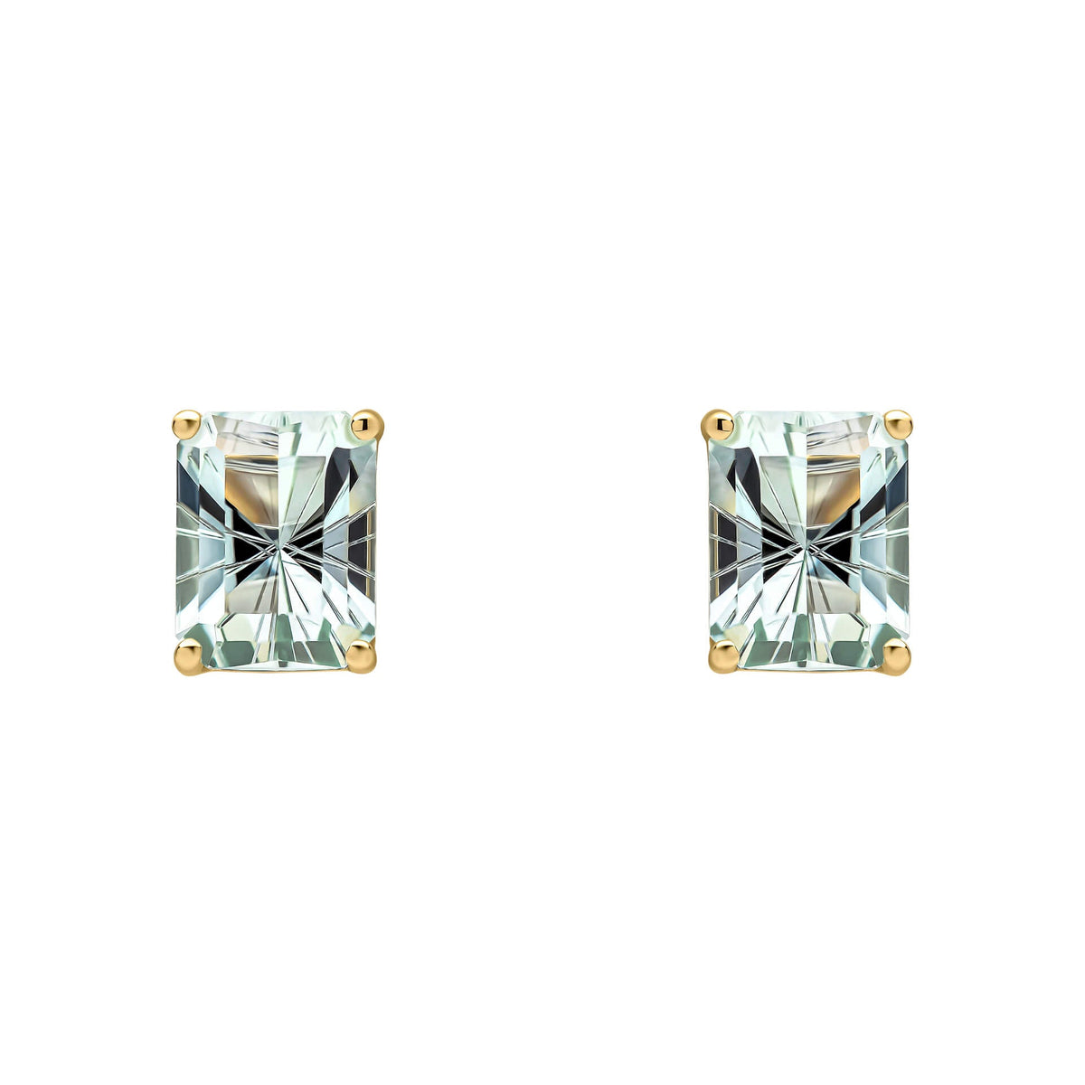 Elements Gold Octagonal Fancy Cut Amethyst Stud Earrings