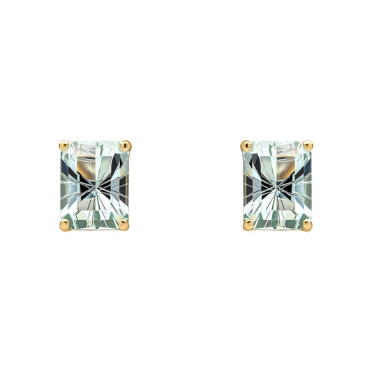 Elements Gold Octagonal Fancy Cut Amethyst Stud Earrings
