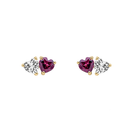 Elements Gold Toi et Moi Heart Stud Earrings