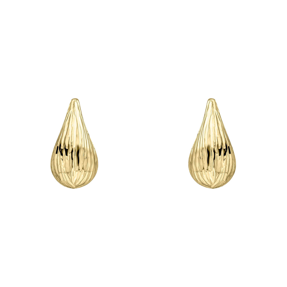 Elements Gold Ridged Teardrop Stud Earrings