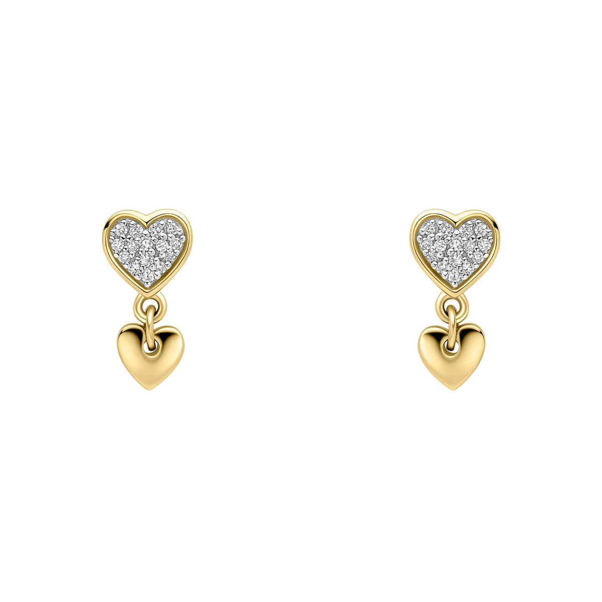 Elements Gold Double Heart Drop Earrings