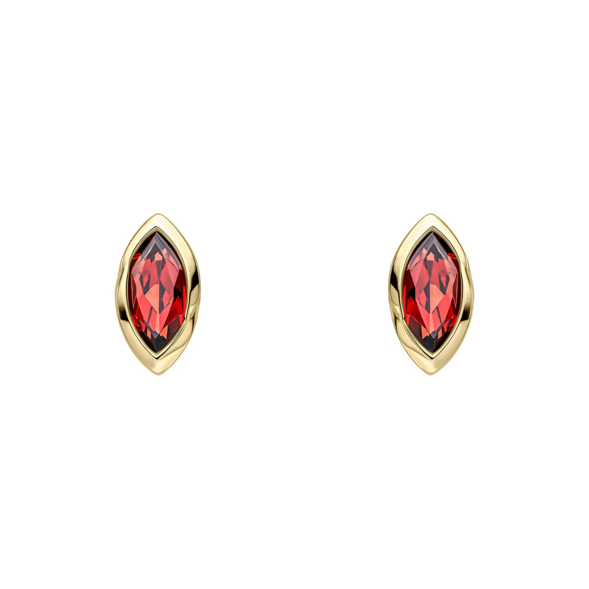 Elements Gold Marquise Garnet Stud Earrings