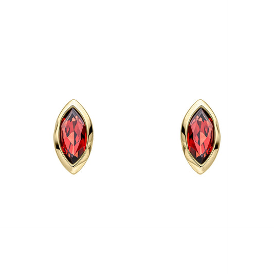 Elements Gold Marquise Garnet Stud Earrings