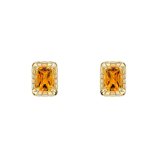 Elements Gold Detailed Octagon Citrine Stud Earrings