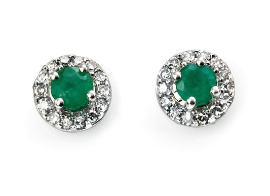 Elements Gold Round Precious Stone Earrings with Diamond Surround