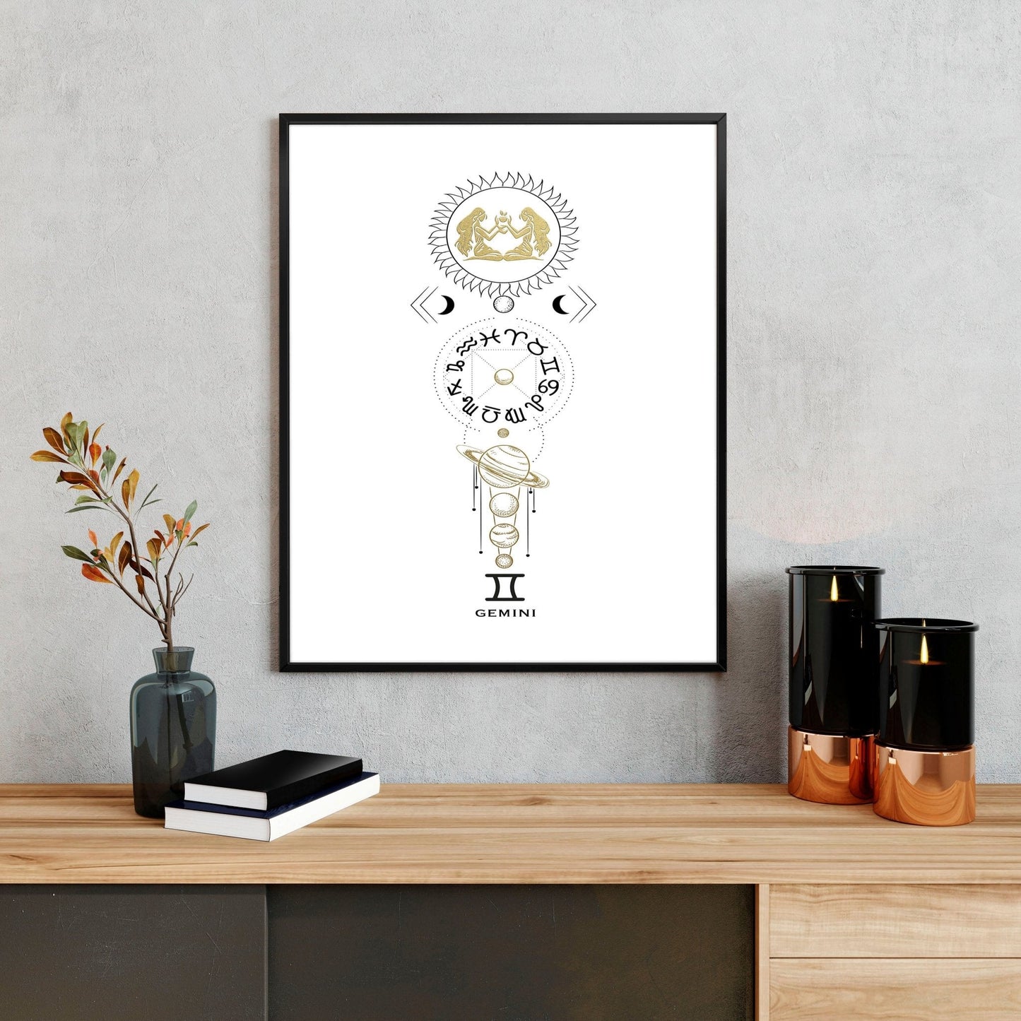 Gemini zodiac sign wall art print