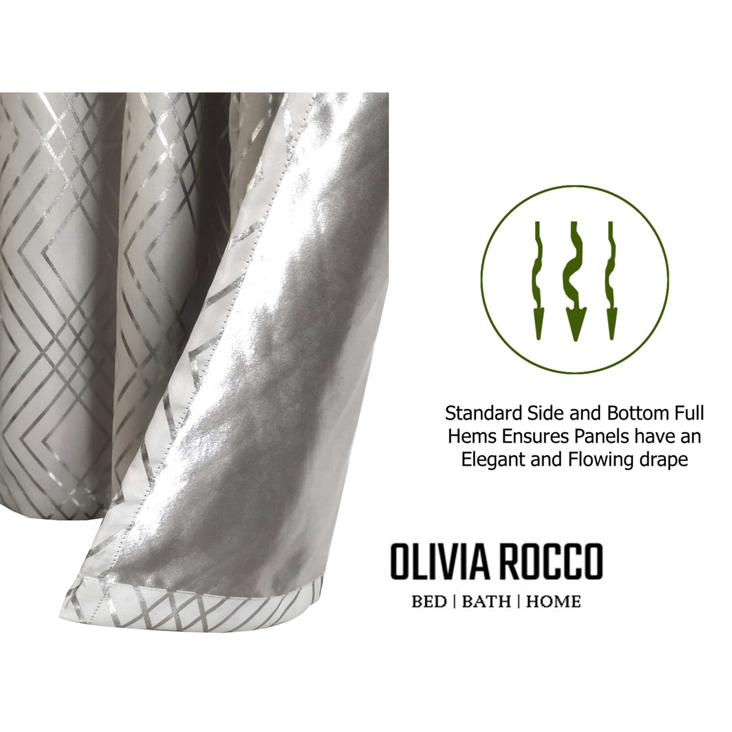 Geometric Natural Sparkle Blackout Curtains Soft Thermal Insulated Eyelet Ring Top Living Room & Bedroom Drapes by OLIVIA ROCCO