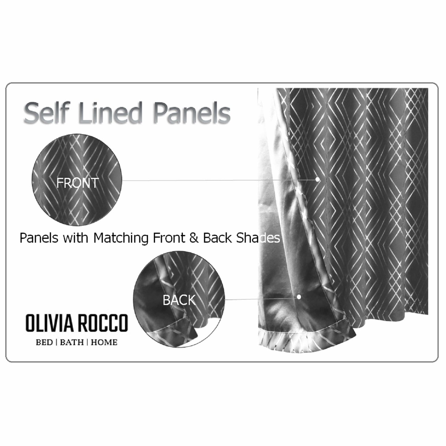 Geometric Silver Sparkle Blackout Curtains Soft Thermal Insulated Eyelet Ring Top Living Room & Bedroom Drapes by OLIVIA ROCCO