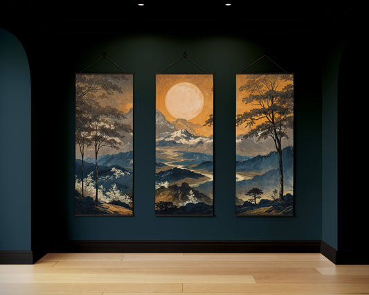 Dark Oriental Landscape Tapestry