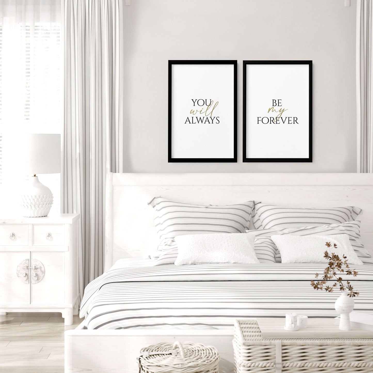 First anniversary gift for couple | set of 2 wall art prints for Bedroom