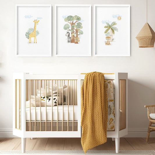 Giraffe Nursery | Set of 3 wall art prints