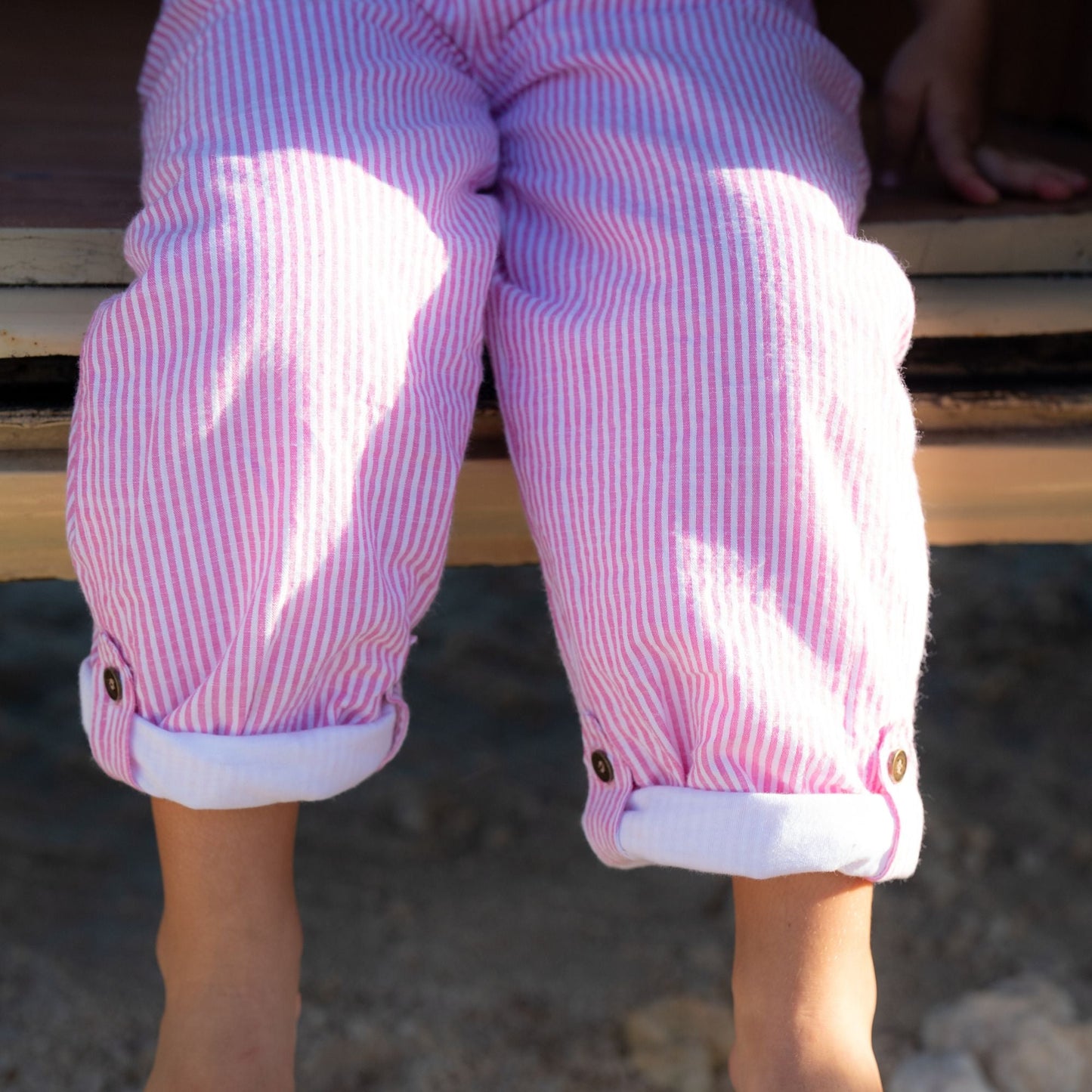 Fuchsia Seersucker Dungarees