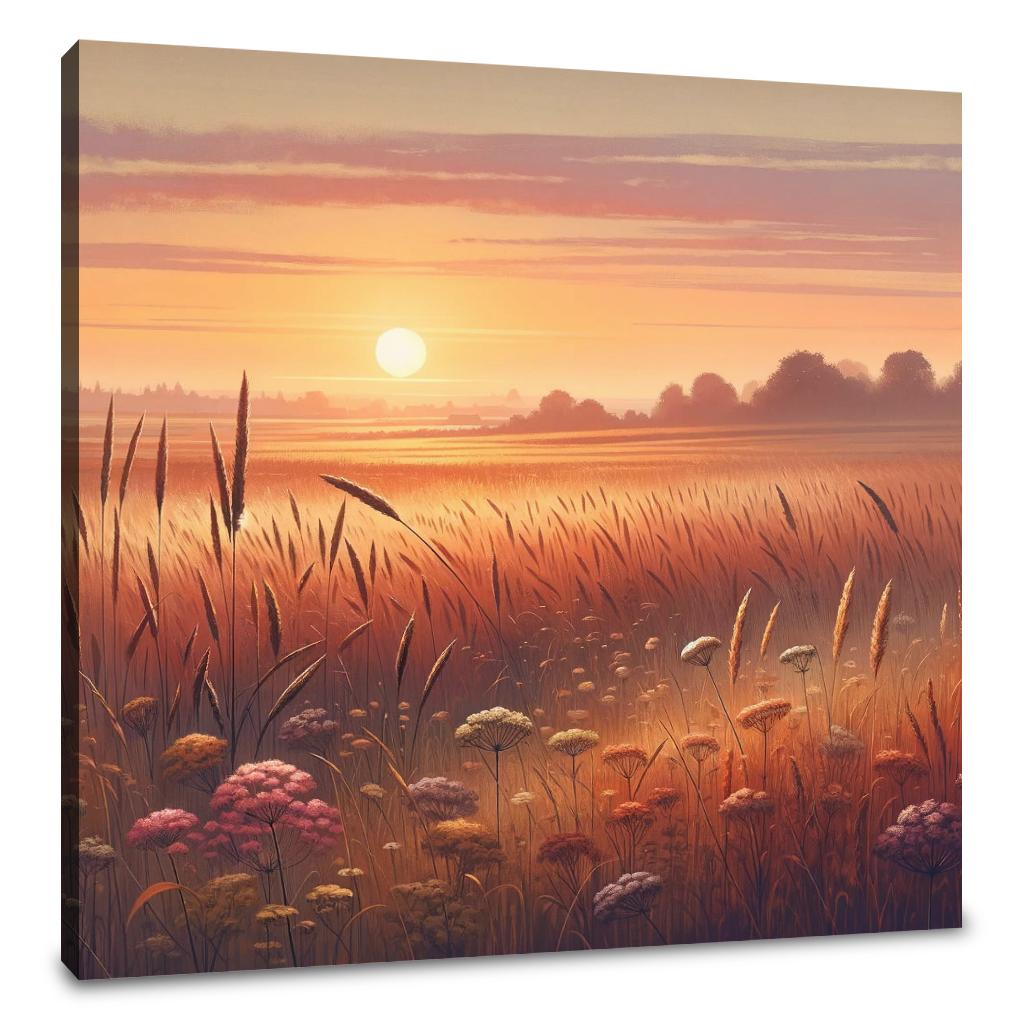 Golden Evening Field Canvas