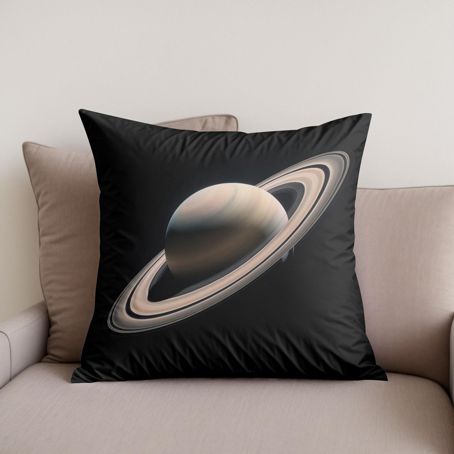 Saturn's Celestial Solitude Cotton Cushion
