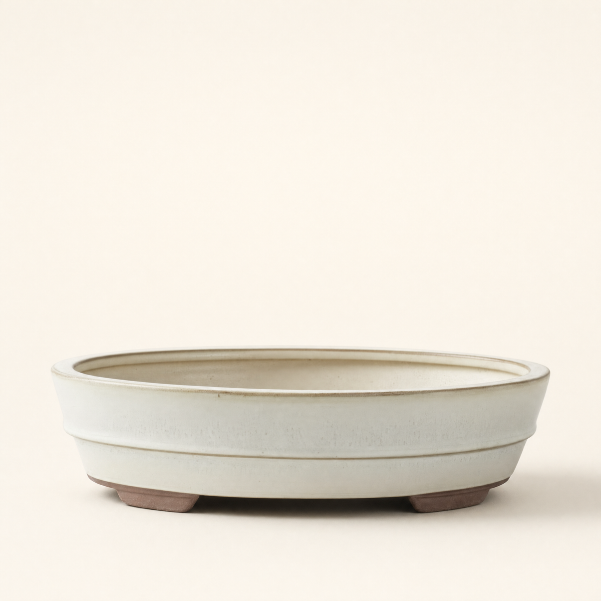 31cm Glazed Bonsai Pot | Oval | 31cm x 24cm x 7cm | White