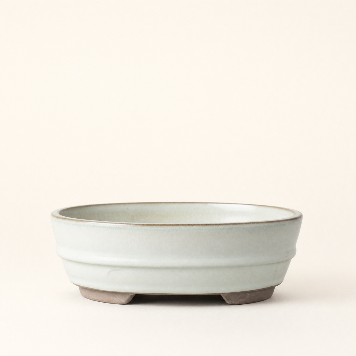 16cm Glazed Bonsai Pot | Oval | 16cm x 12cm x 3cm | White