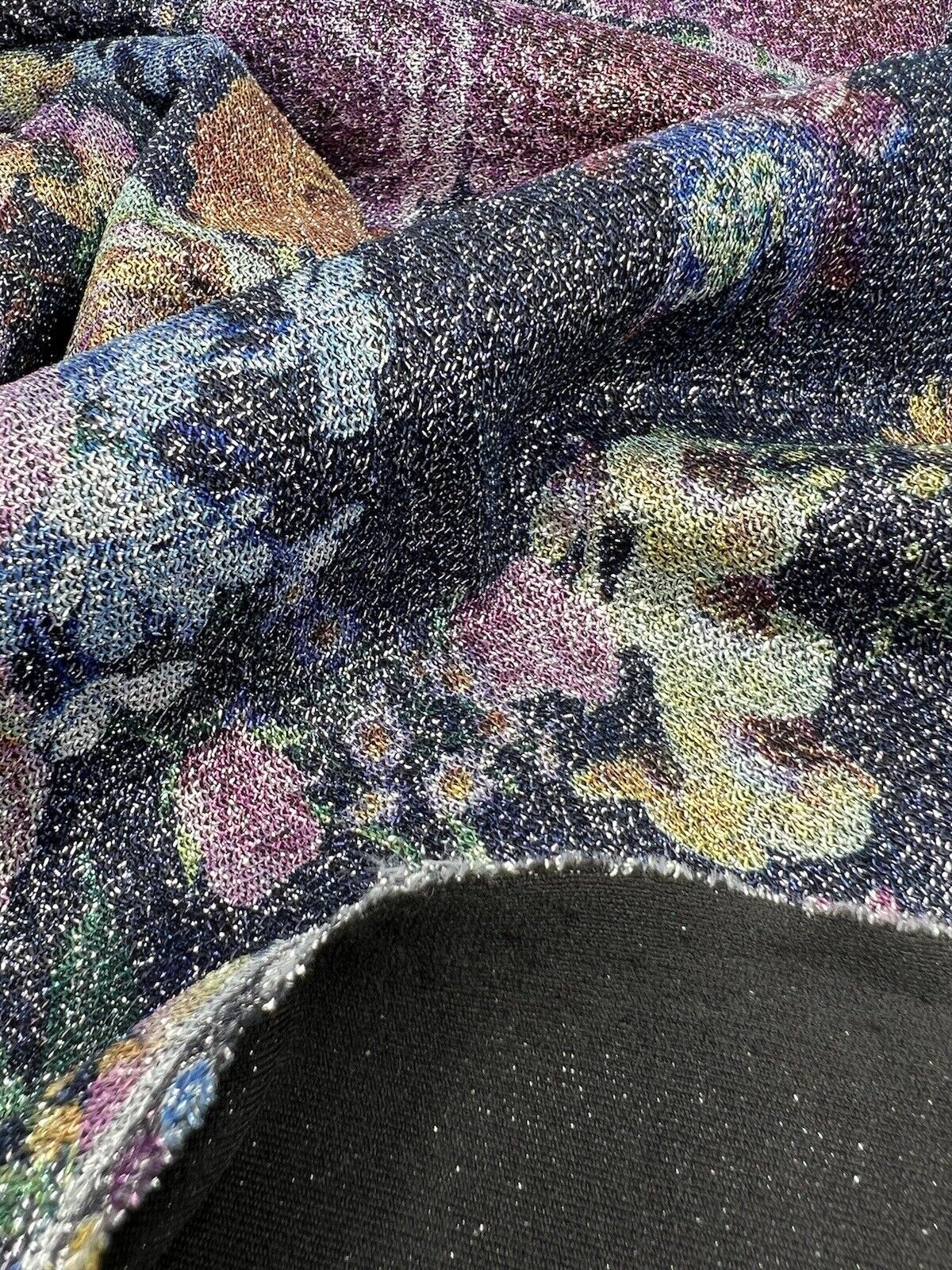 Glitter Floral Lightweight Stretch Fabric