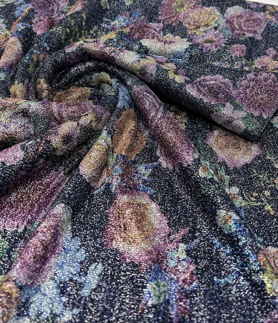 Glitter Floral Lightweight Stretch Fabric
