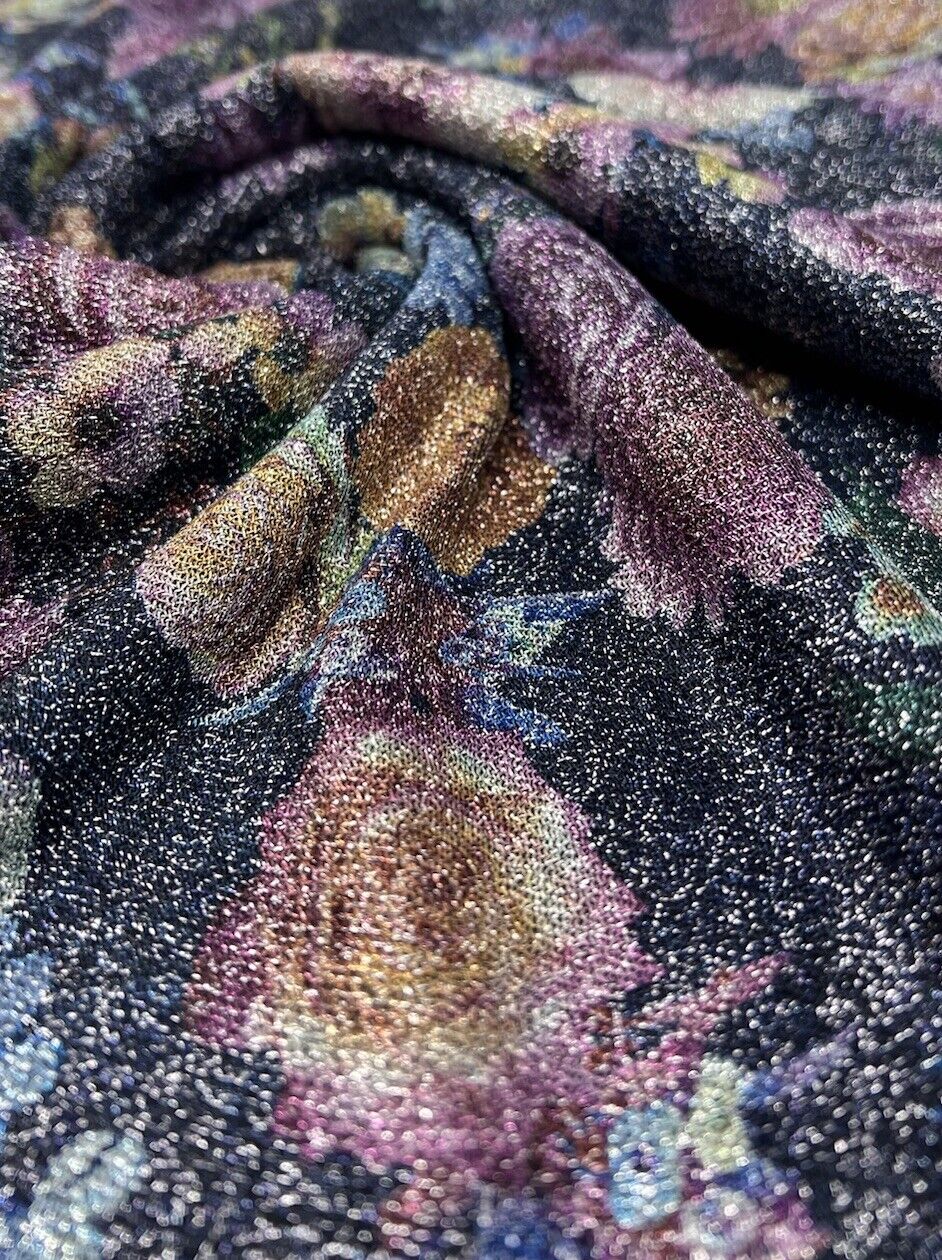 Glitter Floral Lightweight Stretch Fabric