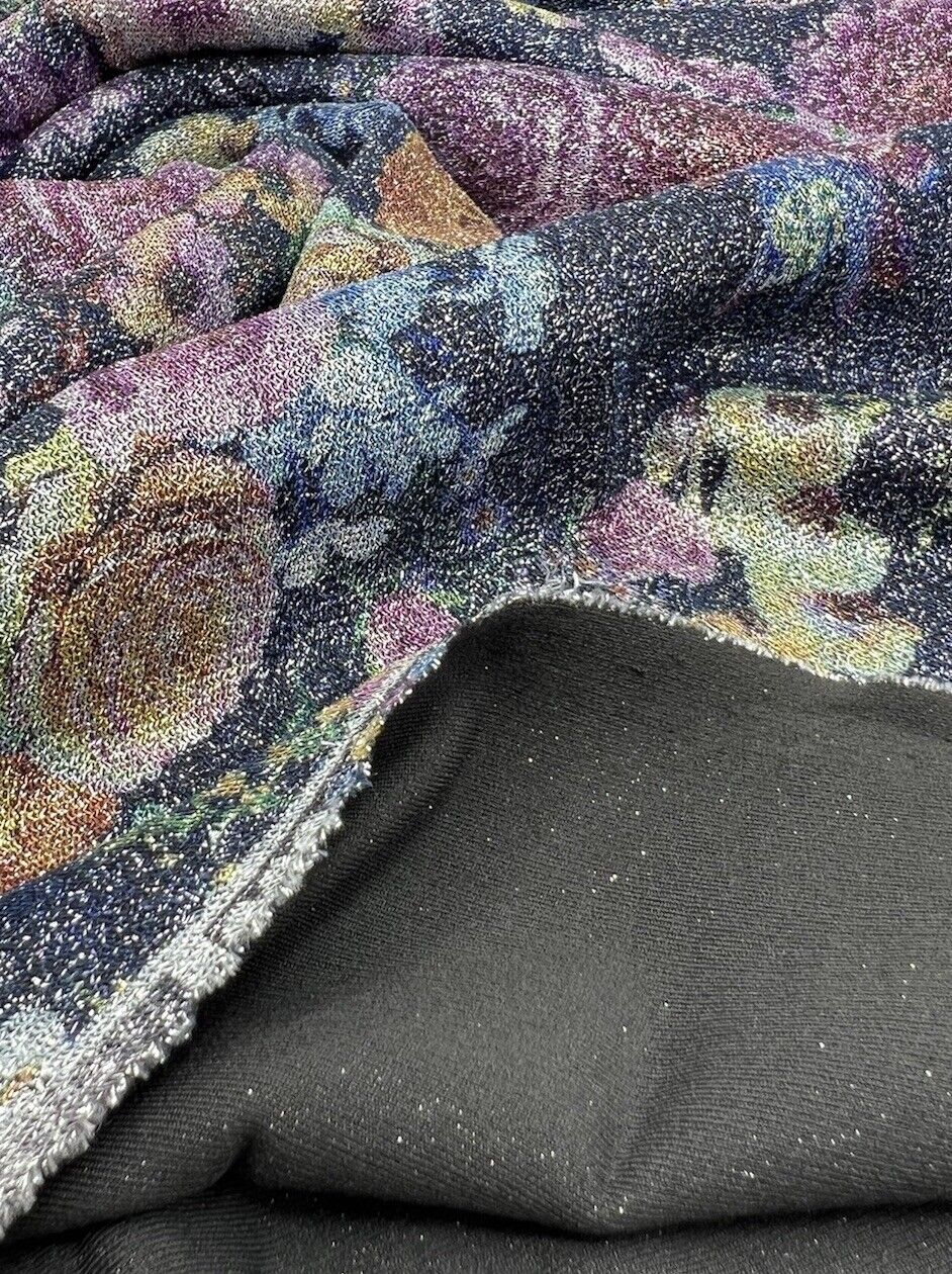 Glitter Floral Lightweight Stretch Fabric