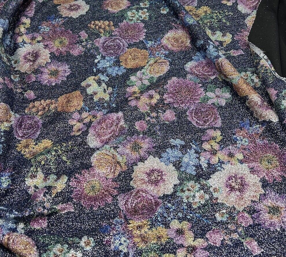 Glitter Floral Lightweight Stretch Fabric