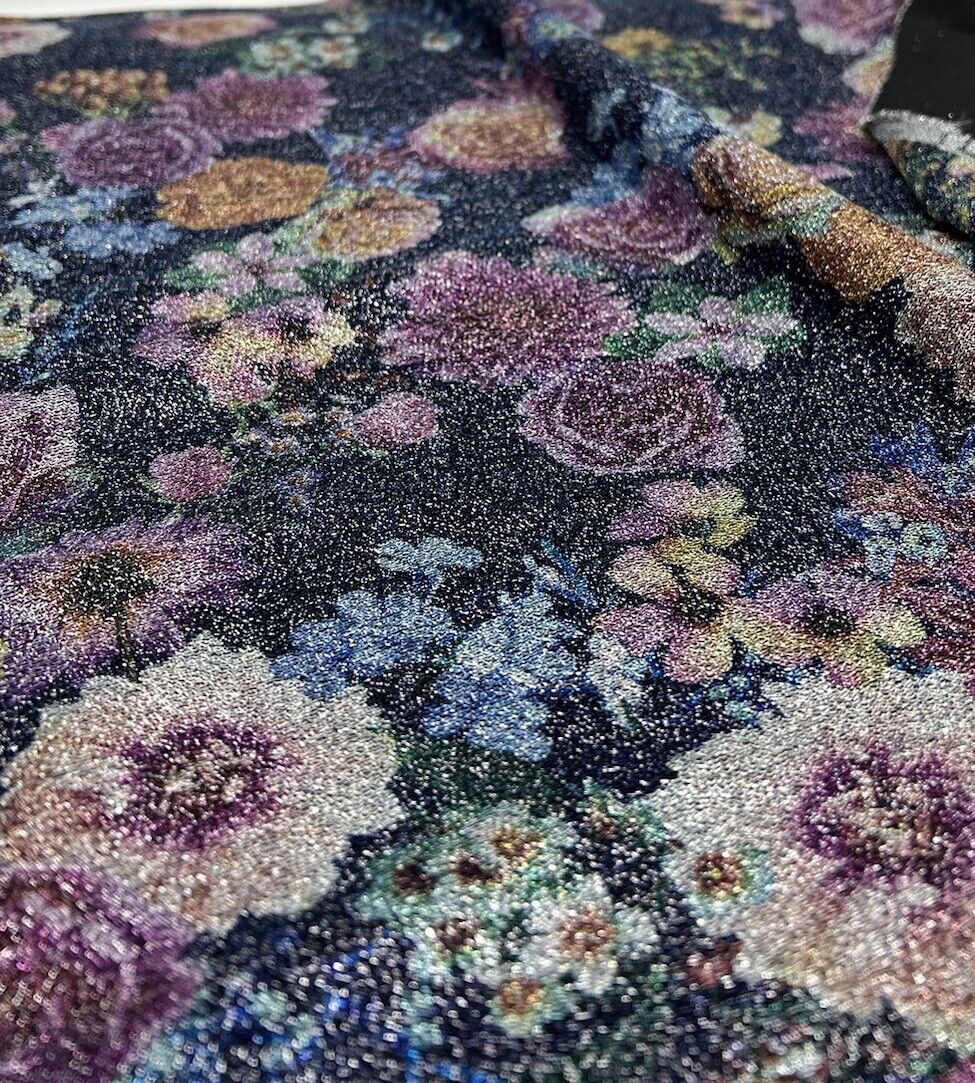 Glitter Floral Lightweight Stretch Fabric