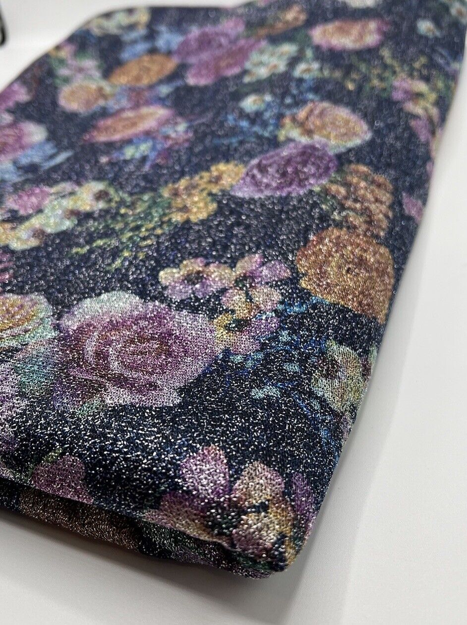 Glitter Floral Lightweight Stretch Fabric