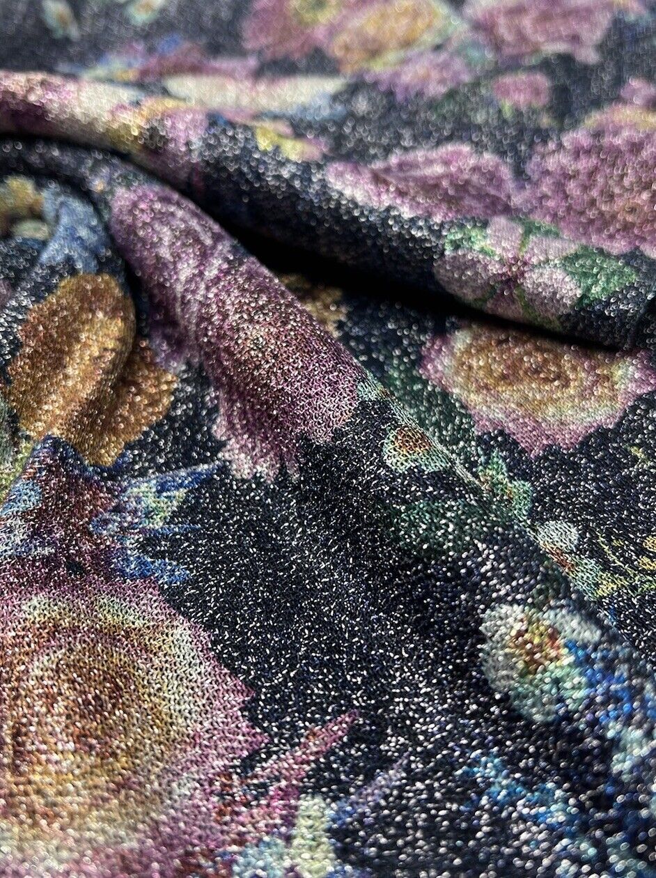 Glitter Floral Lightweight Stretch Fabric