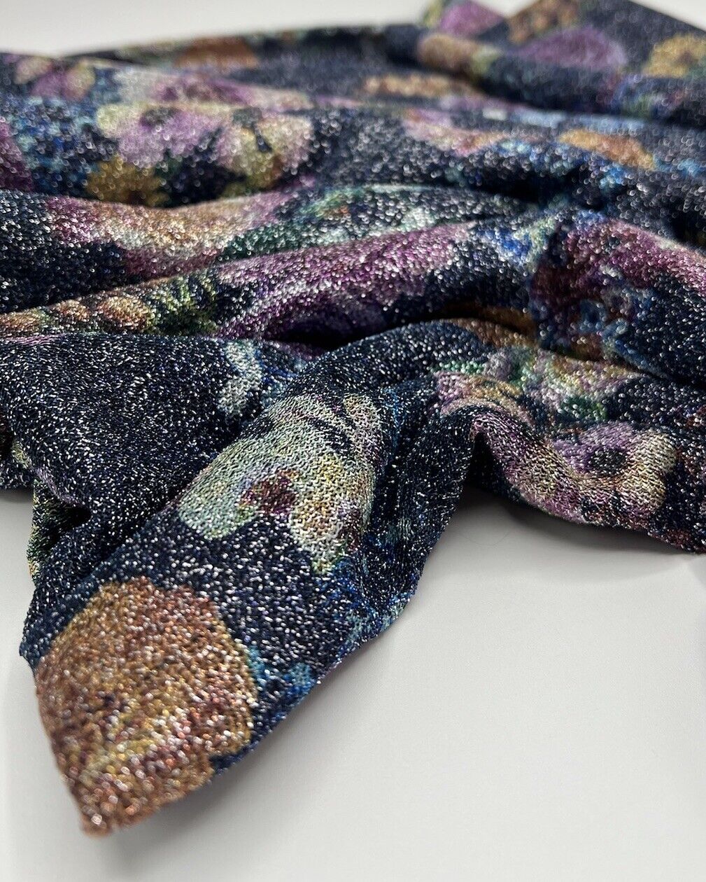 Glitter Floral Lightweight Stretch Fabric
