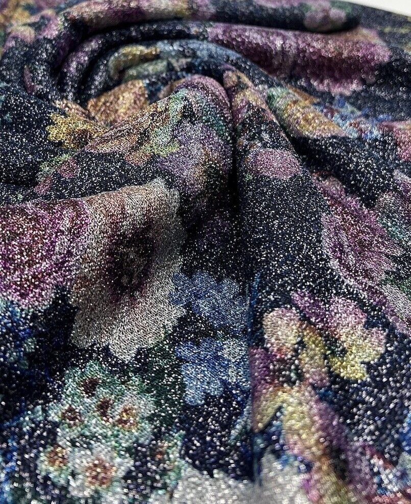 Glitter Floral Lightweight Stretch Fabric