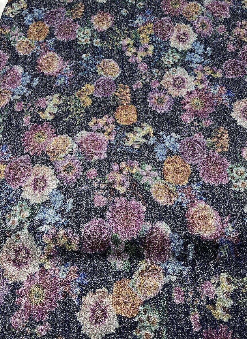 Glitter Floral Lightweight Stretch Fabric