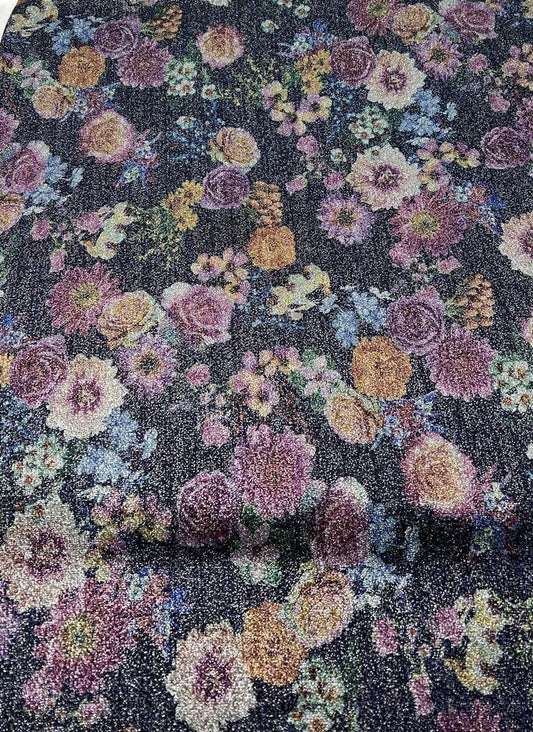Glitter Floral Lightweight Stretch Fabric