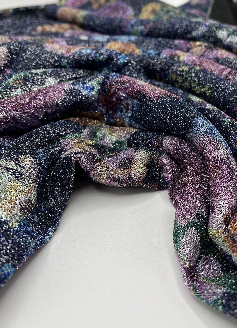 Glitter Floral Lightweight Stretch Fabric