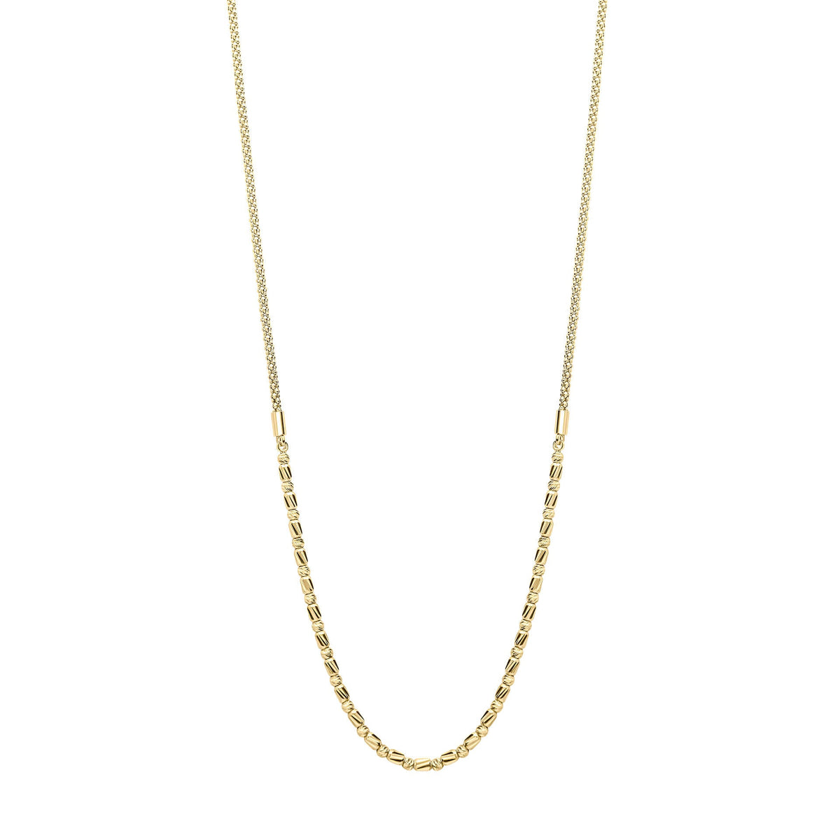 Elements Gold Diamond Cut Bead Bar Necklace