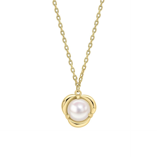 Elements Gold Petal Set Pearl Necklace