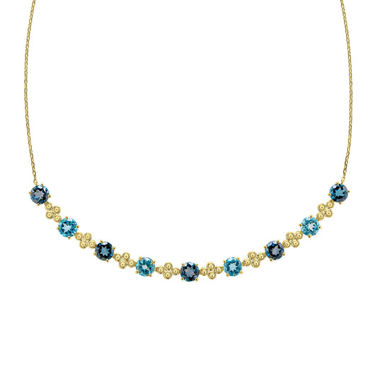 Elements Gold Ornate Blue Topaz Necklace