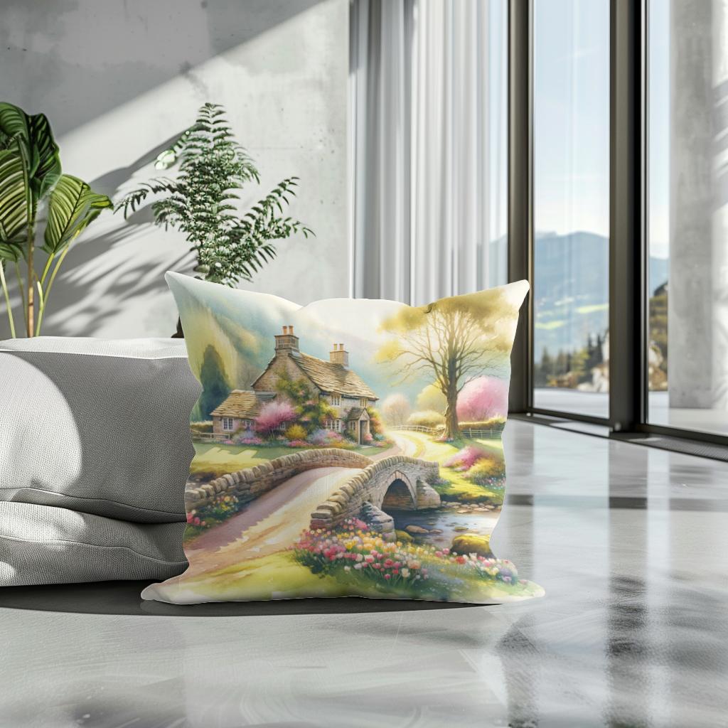 Springtime Stonebridge Retreat Cotton Cushion