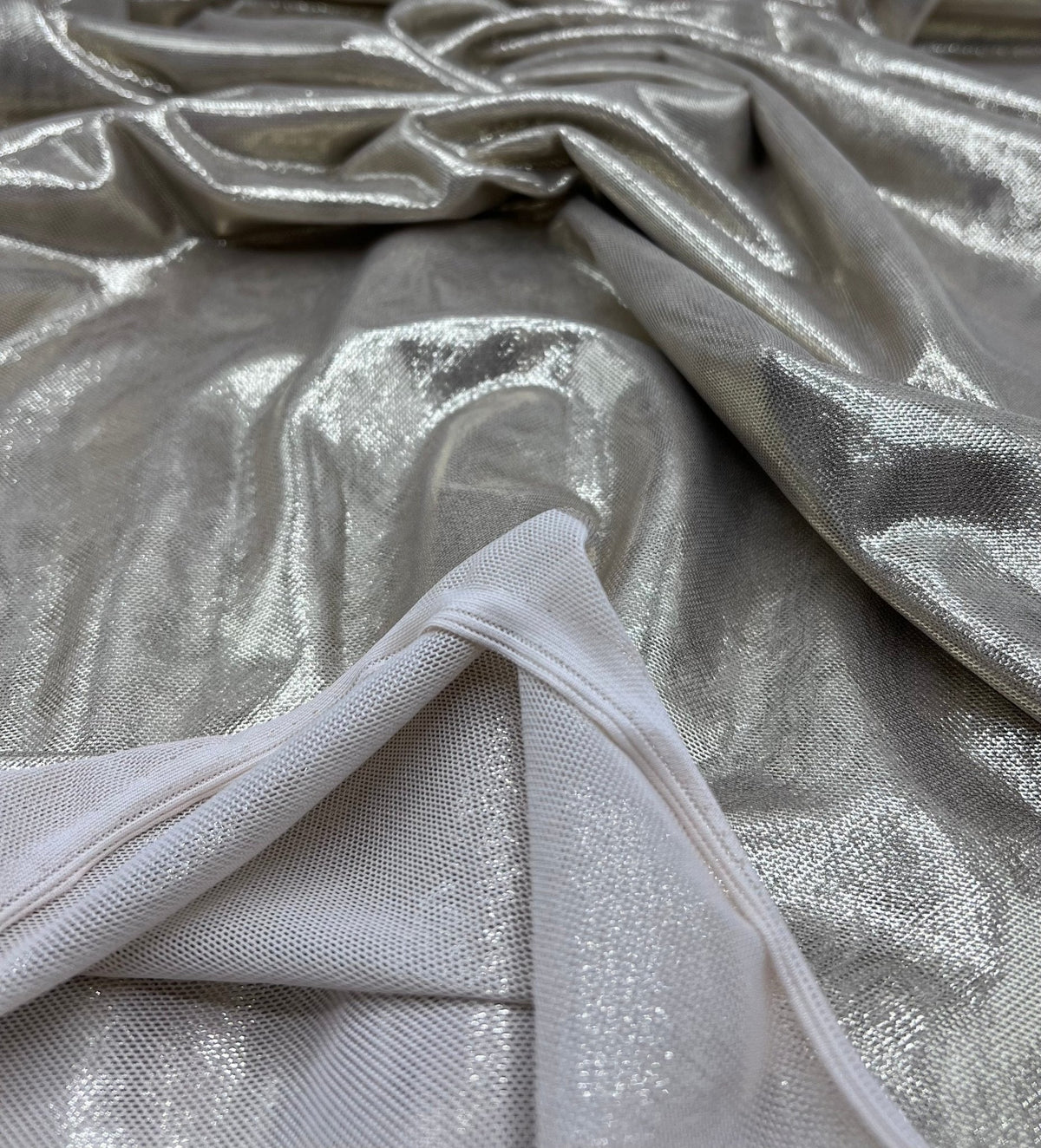 Gold Foil Mesh Fabric Stretch