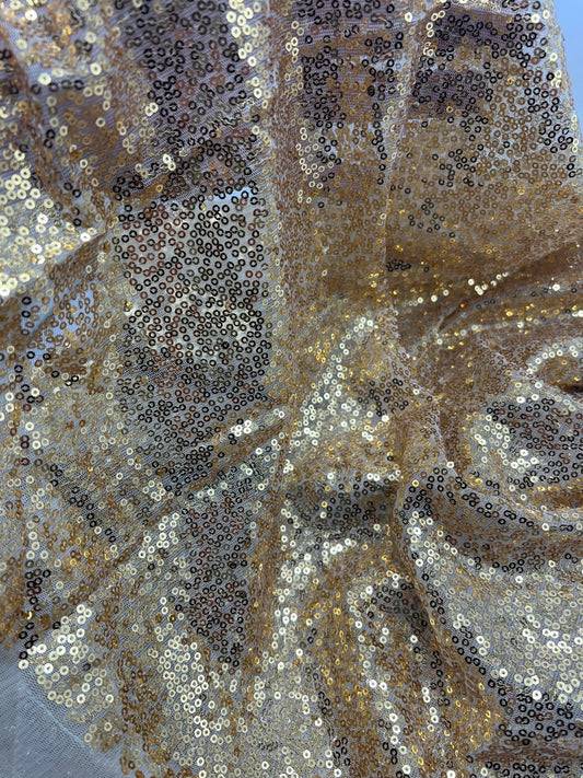 Gold On Stone Sequin Detail Non Stretch Fabric